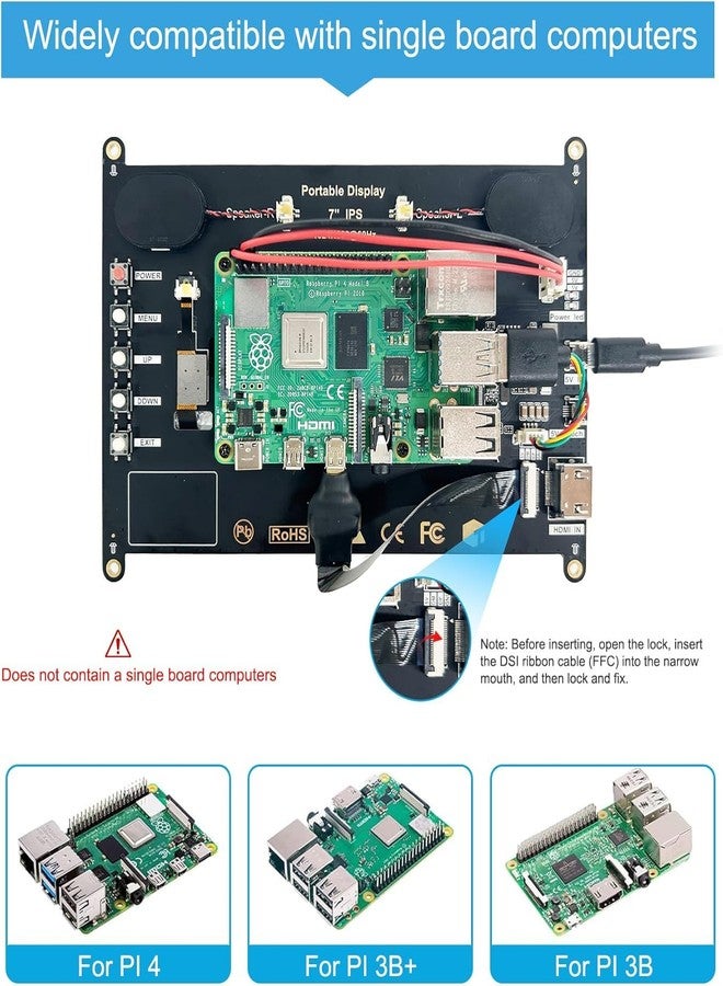 NLIEOPDA 7 Inch Touch Screen Monitor, HD 1024×600 IPS Capacitive LCD Touch Screen Compatible with R Pi 4B/3B+/3B/2/1B+/Zero Ora Pi 5 Por/3 Plus/3B/4B Ban Pi and Windows 10/8/7 - Image 3