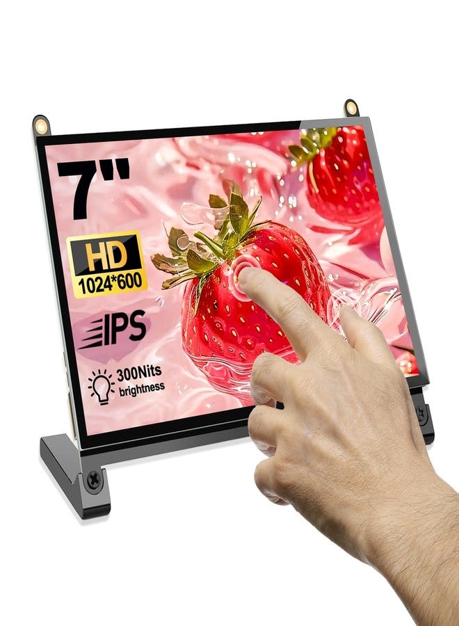 NLIEOPDA 7 Inch Touch Screen Monitor, HD 1024×600 IPS Capacitive LCD Touch Screen Compatible with R Pi 4B/3B+/3B/2/1B+/Zero Ora Pi 5 Por/3 Plus/3B/4B Ban Pi and Windows 10/8/7 - Image 1