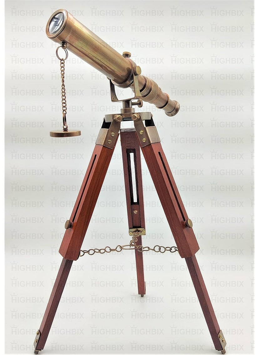HIGHBIX HIGHBIX Vintage Brass Telescope with Tripod Stand Antique Finish Vintage Nautical  - Image 4