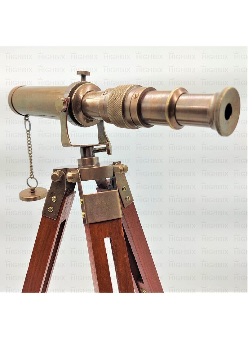 HIGHBIX HIGHBIX Vintage Brass Telescope with Tripod Stand Antique Finish Vintage Nautical  - Image 3