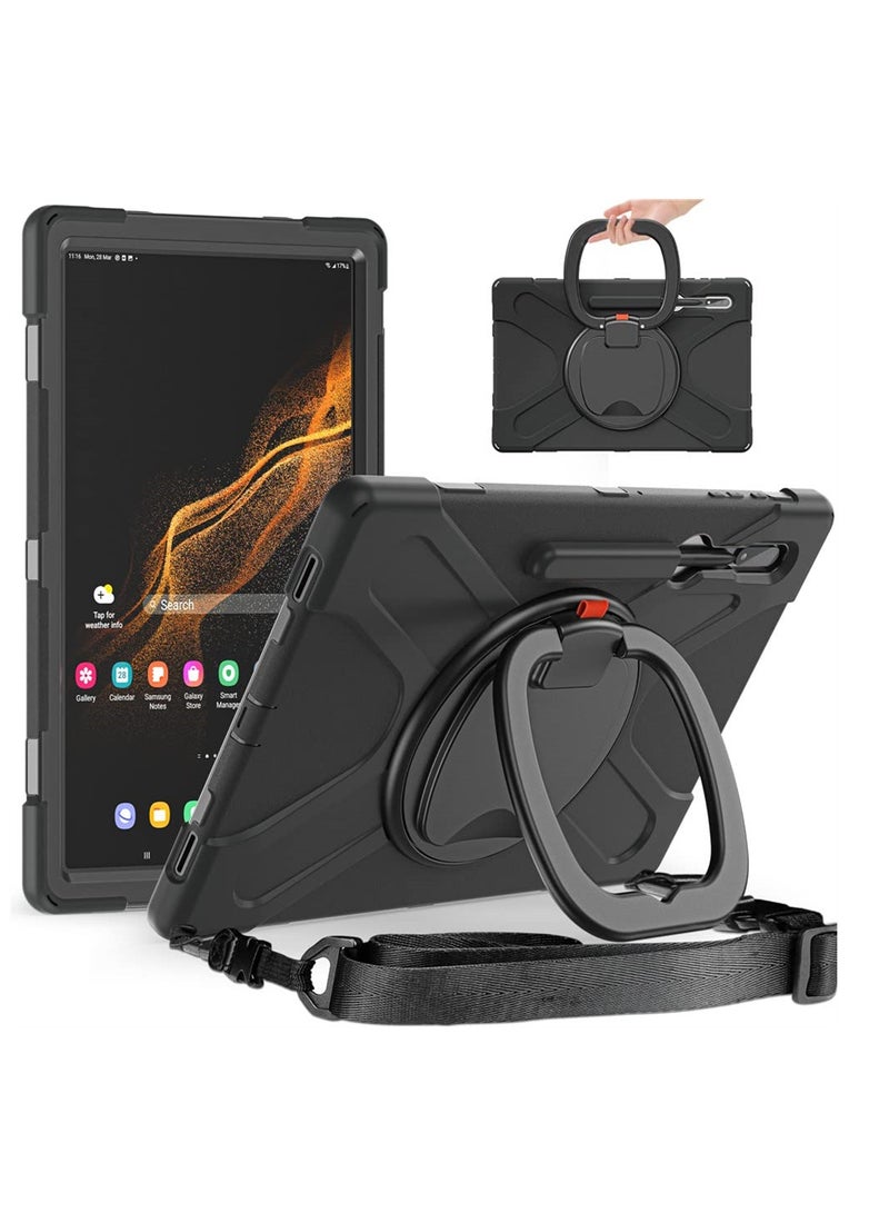 360° Rotating Case for Samsung Galaxy S8 Ultra 14.6", Rugged Cover with Stand, Shoulder and Hand Strap for Kids and Adults - Image 1
