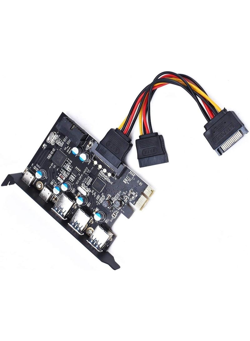 PCIe x1 to USB 3.0 Expansion Card with 3 USB-A Ports, 2 USB-C Ports and Internal 19-Pin Header, 5Gbps High-Speed Interface for Desktop PC - Image 4