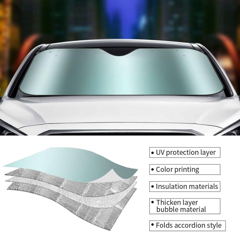 Silver Teal Shimmer Sparkle Flutter Butterfly Car Windshield Sun Shade, Keeps Interior Cool, Foldable Sun Visor Protector, Fits Cars Trucks SUVs Small - Image 5