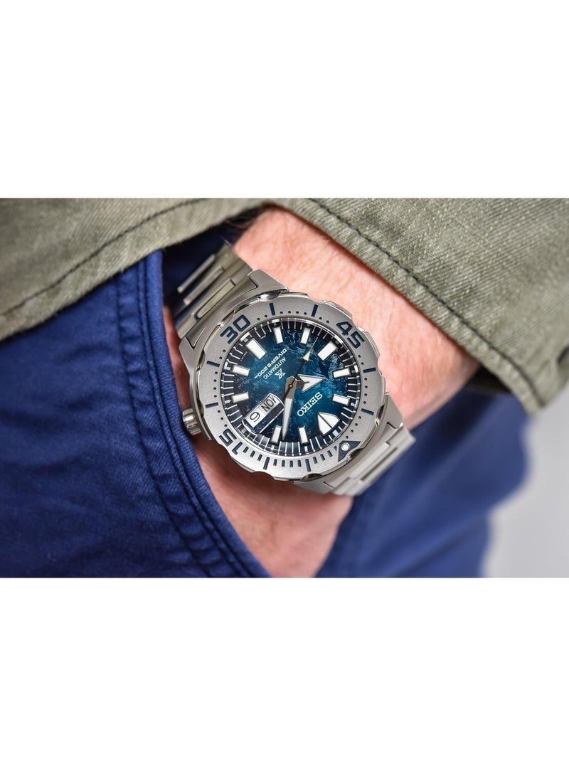 Seiko Prospex  “Save The Ocean” Special Edition Automatic Diver's Watch SRPH75, 42.4 mm Blue Dial, Stainless Steel Case & Bracelet, 200 m WR - Image 5