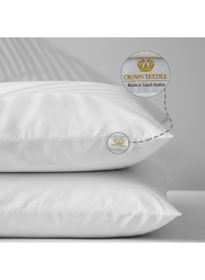 CROWN TEXTILE (2 pieces) White hotel pillow with cotton fabric - 1000g microfiber filling, luxury hotel pillow - Image 2