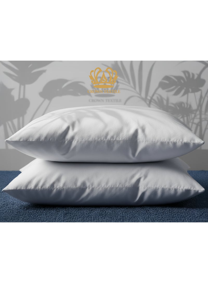CROWN TEXTILE (2 pieces) White hotel pillow with cotton fabric - 1000g microfiber filling, luxury hotel pillow - Image 1
