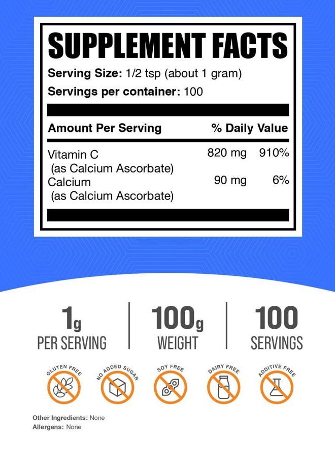 BulkSupplements Calcium Ascorbate (Vitamin C) Powder (100 Grams) - Image 2