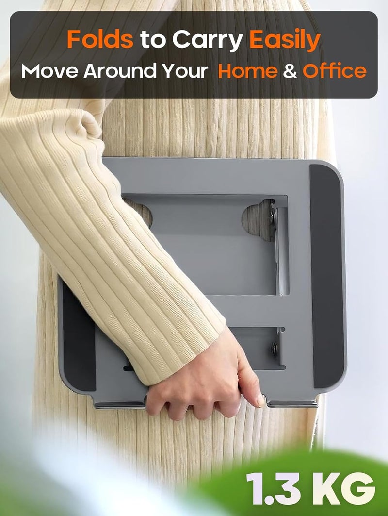 PEGANT Adjustable Foldable Laptop Stand For Desk, Ergonomic Portable Aluminum 10-16" Organizer Lightweight Notebook Holder For Home Office Compatible With Macbook Dell Hp Lenovo (Gray - Steel) - Image 5