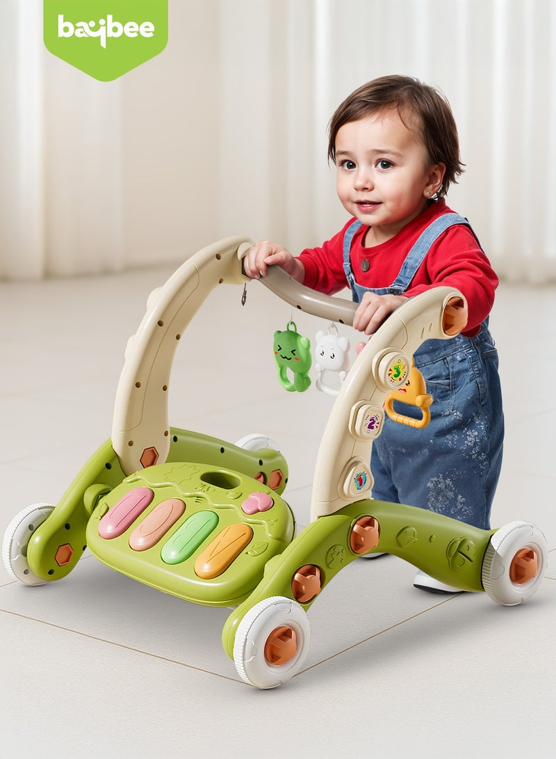 بيبي سجادة لعب للأطفال ٣ في ١ مع مشاية أطفال تعليمية من وضعية الجلوس والوقوف مع بيانو موسيقي قابل للإزالة وأضواء وألعاب | مشاية أنشطة للأطفال | صالة ألعاب للأطفال حديثي الولادة والرضع والأطفال الصغار من عمر ٠-١٢ شهرًا (أخضر) - Image 2