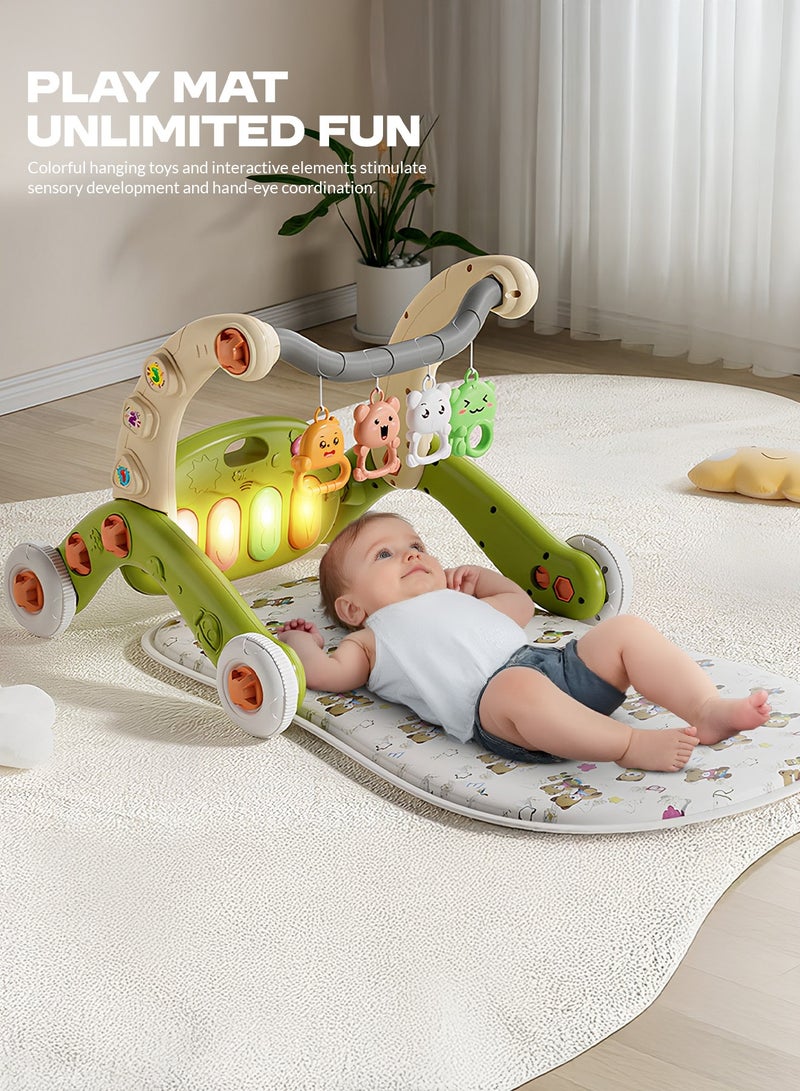 بيبي سجادة لعب للأطفال ٣ في ١ مع مشاية أطفال تعليمية من وضعية الجلوس والوقوف مع بيانو موسيقي قابل للإزالة وأضواء وألعاب | مشاية أنشطة للأطفال | صالة ألعاب للأطفال حديثي الولادة والرضع والأطفال الصغار من عمر ٠-١٢ شهرًا (أخضر) - Image 5