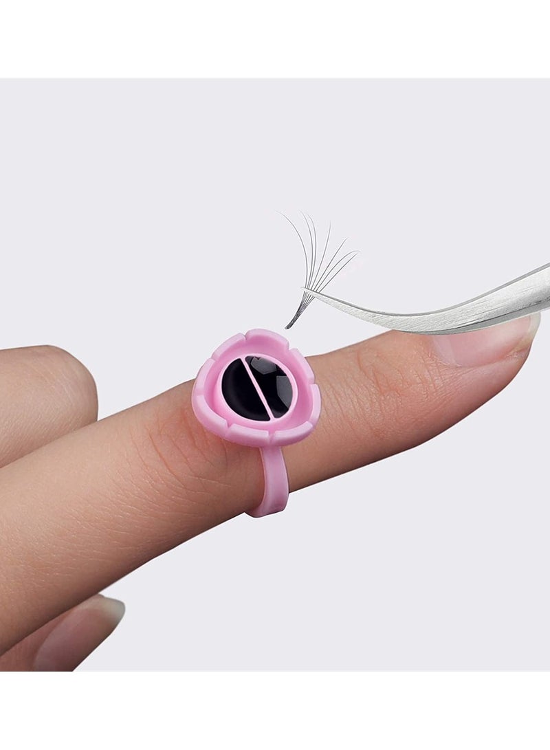 Generic Disposable Glue Ring Cups for Eyelash Extensions 100 Pcs Quick Blossom Fanning Cups Ideal for Volume Lashes Pink  - Image 2