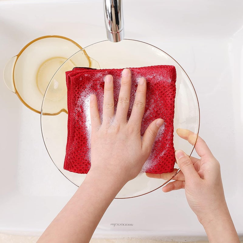Homaxy 100% Cotton Waffle Weave Kitchen Dish Cloths, Ultra Soft Absorbent Quick Drying Dish Towels, 12 x 12 Inches, 6-Pack, Red - Image 4