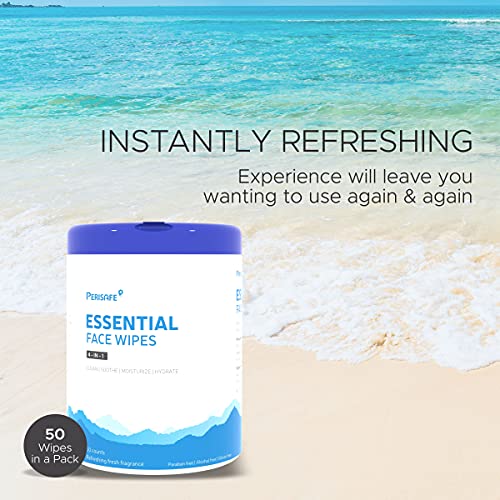 PERISAFE Essential Face Wipes Canister | 4-IN-1 | pH Balanced | Free from Alcohol, Paraben, Silicon | Set of 50 Pulls (Pack of 1) - Image 4