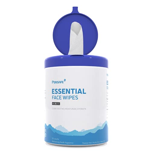 PERISAFE Essential Face Wipes Canister | 4-IN-1 | pH Balanced | Free from Alcohol, Paraben, Silicon | Set of 50 Pulls (Pack of 1) - Image 1