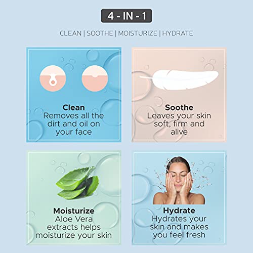 PERISAFE Essential Face Wipes Canister | 4-IN-1 | pH Balanced | Free from Alcohol, Paraben, Silicon | Set of 50 Pulls (Pack of 1) - Image 2