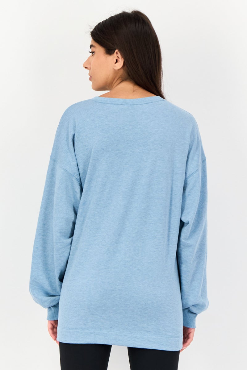 Nike سويت شيرت تدريب طويل الأكمام للنساء بتقنية دري فيت، أزرق فاتح - Image 4