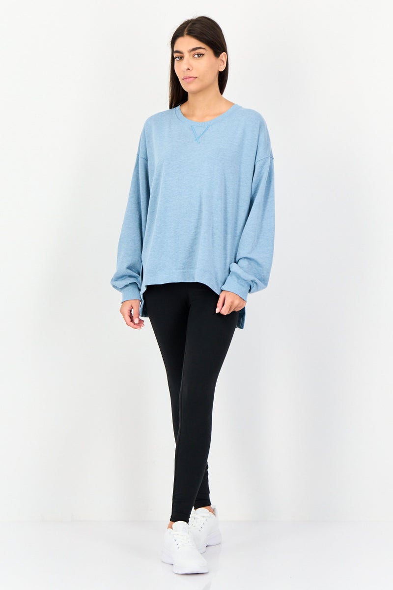 Nike سويت شيرت تدريب طويل الأكمام للنساء بتقنية دري فيت، أزرق فاتح - Image 2