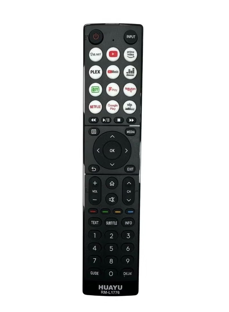 Huayu Remote Control for Hisense LCD LED Smart TV with Many Shortcut Buttons Easy Setup Model RM-L1776 - Image 1