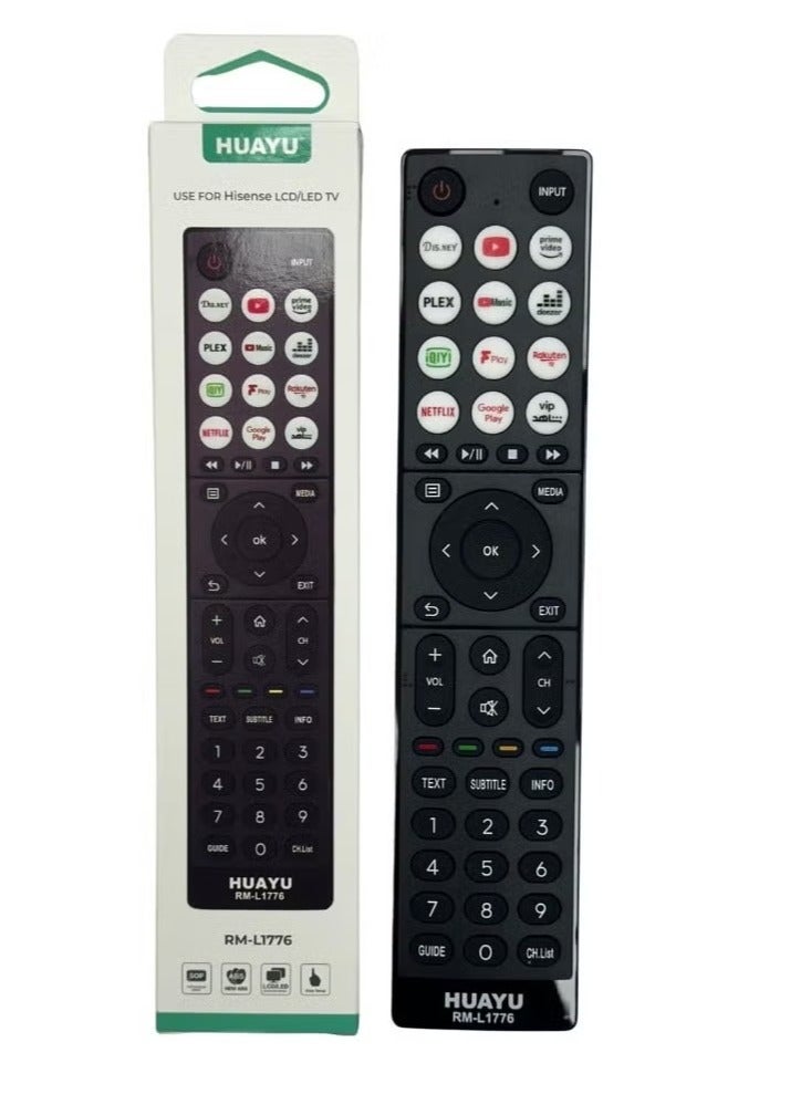 Huayu Remote Control for Hisense LCD LED Smart TV with Many Shortcut Buttons Easy Setup Model RM-L1776 - Image 2