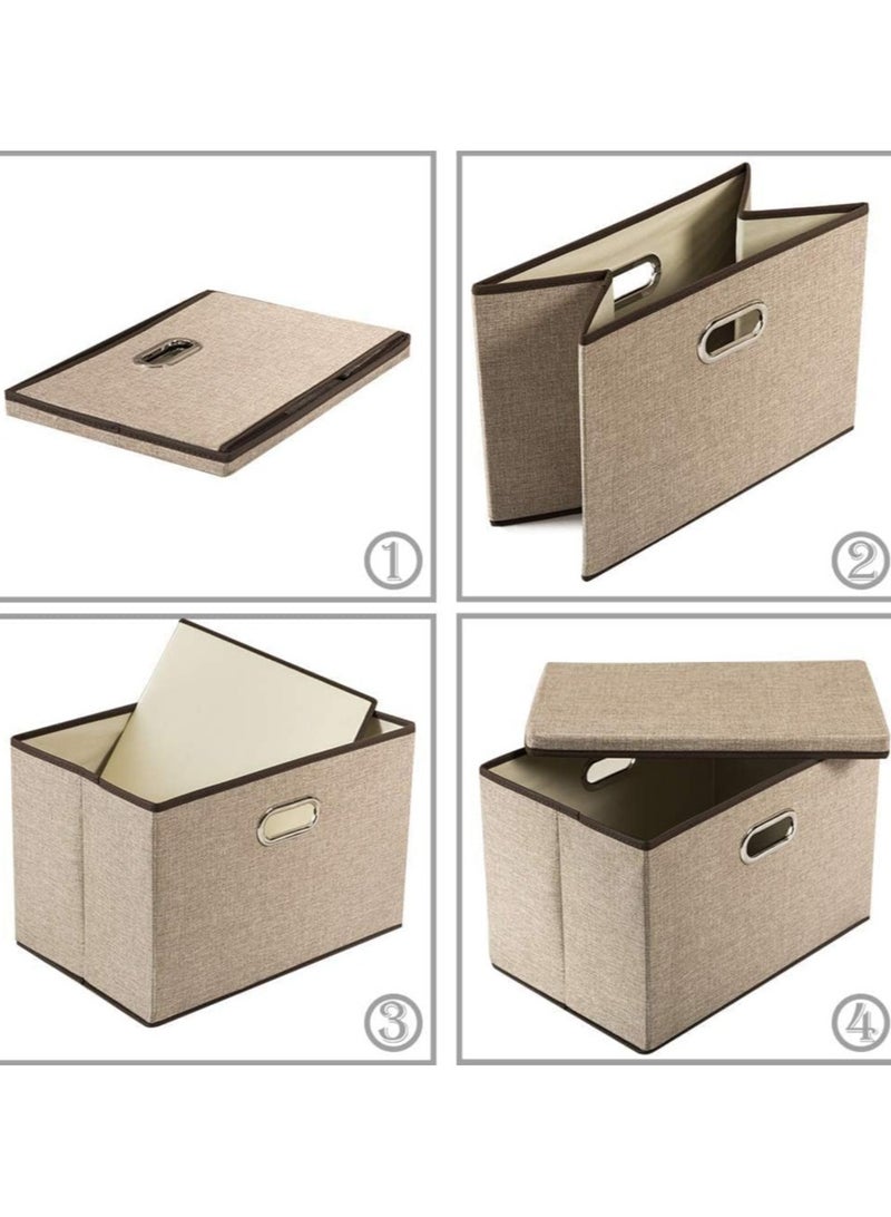 AUTOYSUR Clothes Organizer Drawer with Cover, Foldable Fabric Storage Boxes Cloth Storage Organizer Drawer Storage Cubes, Wardrobe Clothes Organizer Toys Storage Bin for Underwear Socks (khaki-1pc)  - Image 4