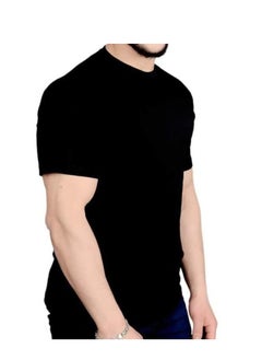 تي شيرت ساده نص كم قطن اسود