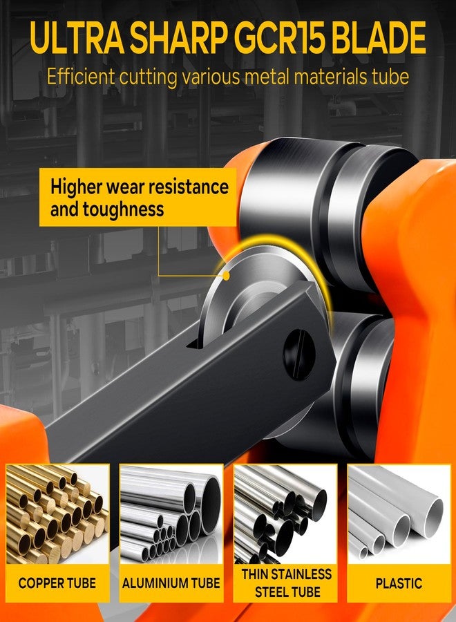 Kerry 2PCS Tubing Cutter Set, 1/5"-2" Heavy Duty Pipe Cutter with Deburring Tool, 1/8"-7/8" Mini Tube Cutter, Aluminum Body GCR15 Blades Cut Aluminum, Thin Stainless Steel, Copper, Plastic Pipes - Image 2