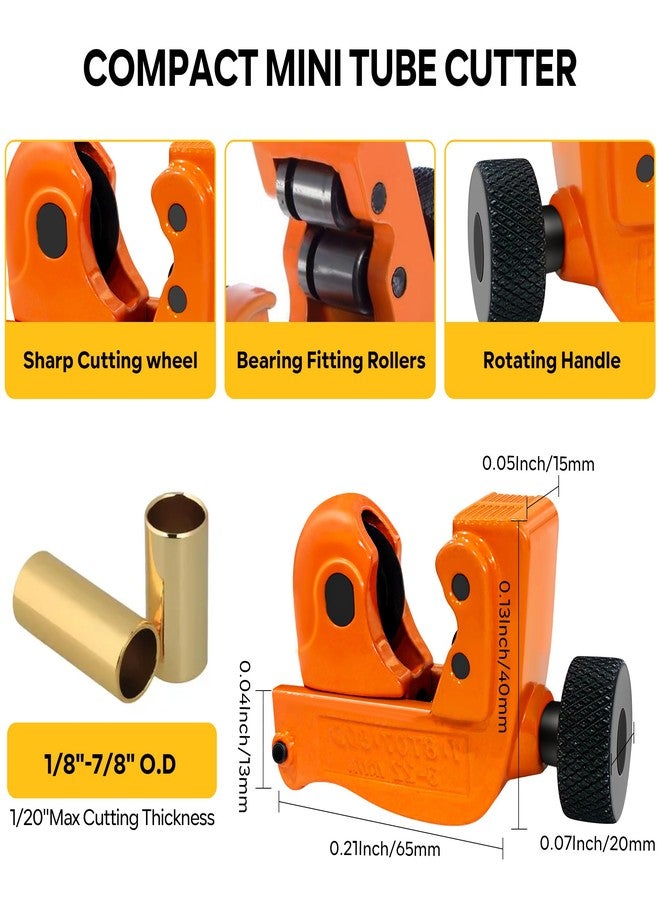 Kerry 2PCS Tubing Cutter Set, 1/5"-2" Heavy Duty Pipe Cutter with Deburring Tool, 1/8"-7/8" Mini Tube Cutter, Aluminum Body GCR15 Blades Cut Aluminum, Thin Stainless Steel, Copper, Plastic Pipes - Image 4