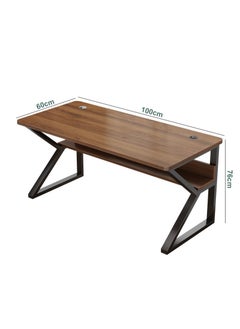 AGD K-Shape Computer Gaming Table for Home Bedroom Office Game Room with USB Charging Port with Extra Shelves 100cm (Brown)  - Image 4