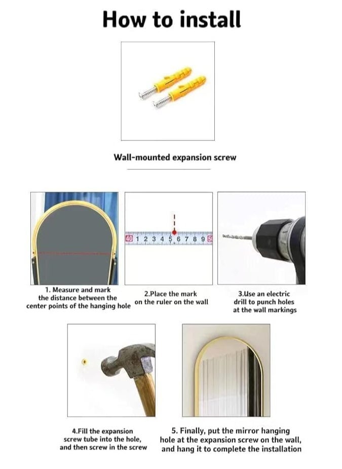 Generic - 165*60 Arched Full Length Mirror, Floor Big Standing Mirror, Against Wall for Bedroom,Dressing and Wall-Mounted Thin Frame Mirror, Silver - Image 1
