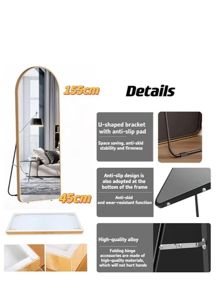 Generic - 165*60 Arched Full Length Mirror, Floor Big Standing Mirror, Against Wall for Bedroom,Dressing and Wall-Mounted Thin Frame Mirror, Silver - Image 1
