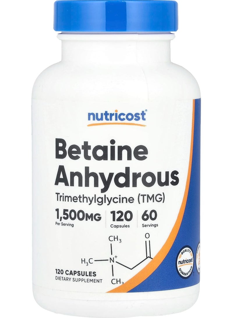 Nutricost Betaine Anhydrous, 1,500 mg, 120 Capsules (750 mg per Capsule)