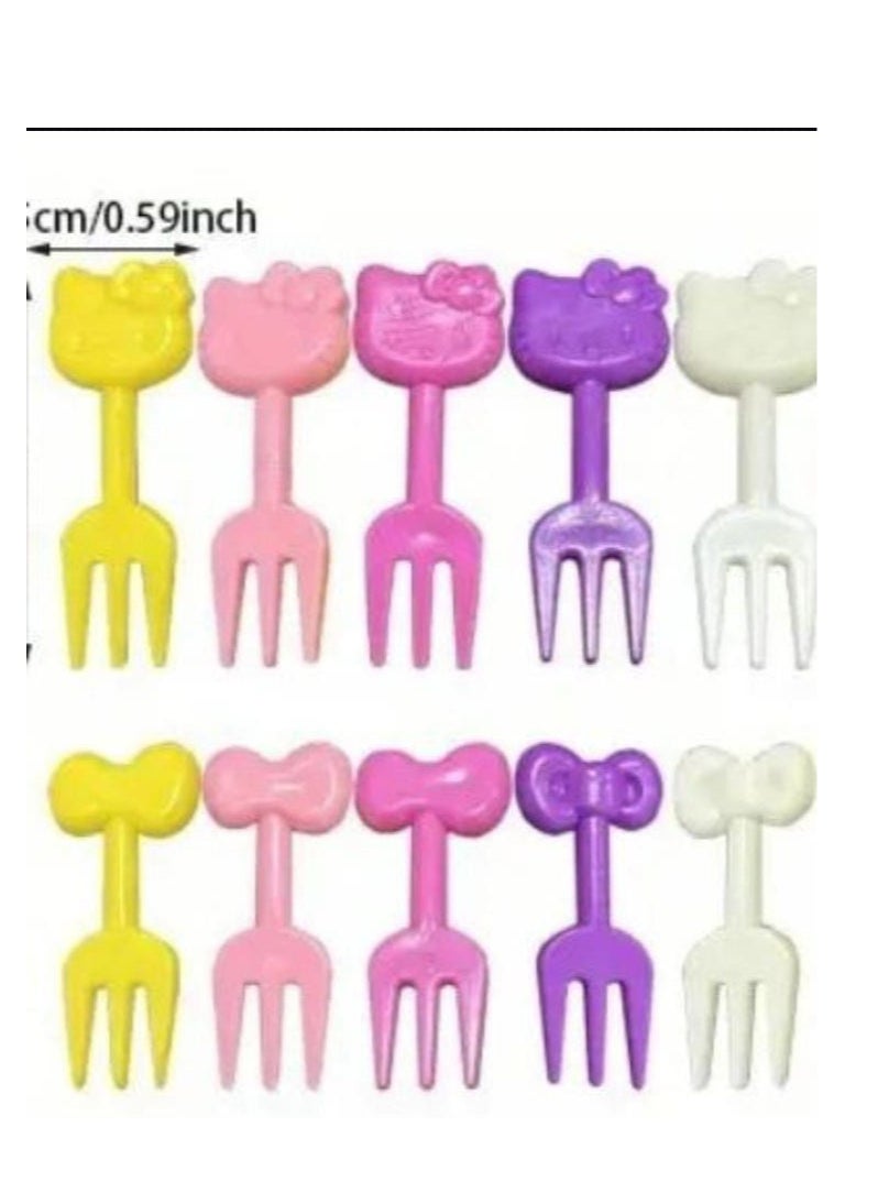 Generic - Plastic fruit forks for children -- with cartoon design and chopsticks-reusable -, pack of 10 pieces-code 8805 - from Rana store - Image 1