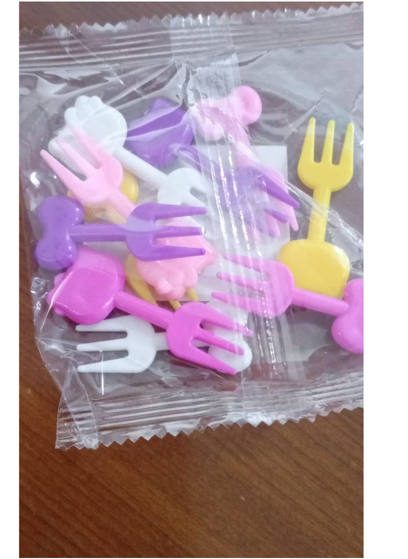 Generic - Plastic fruit forks for children -- with cartoon design and chopsticks-reusable -, pack of 10 pieces-code 8805 - from Rana store - Image 1