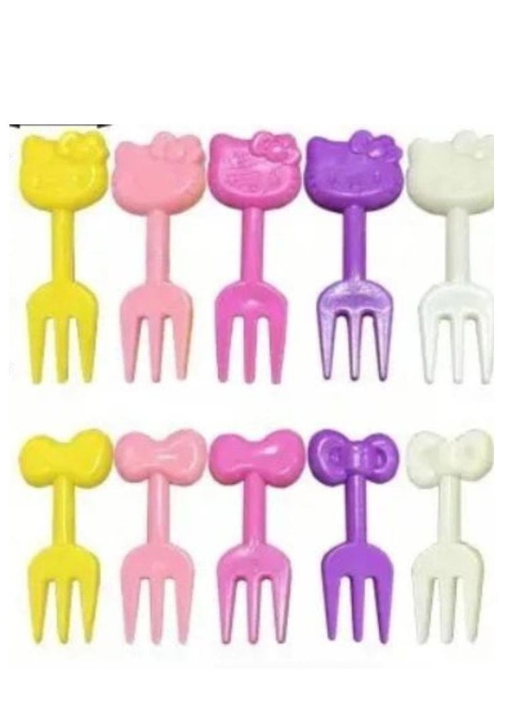 Generic - Plastic fruit forks for children -- with cartoon design and chopsticks-reusable -, pack of 10 pieces-code 8805 - from Rana store - Image 1