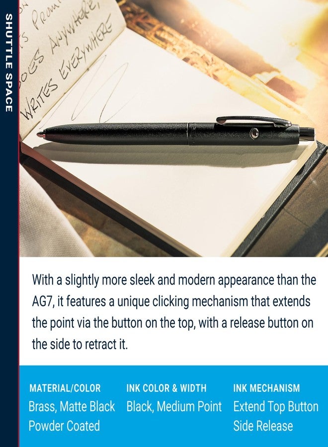 Fisher Space Pen Matte Black Shuttle Pen, Pressurized Ballpoint Pen, Chrome Accents, Writes Upside Down and in Extreme Temperatures, Smooth Black Ink, Medium Point, Gift Box, Made in USA - Image 3