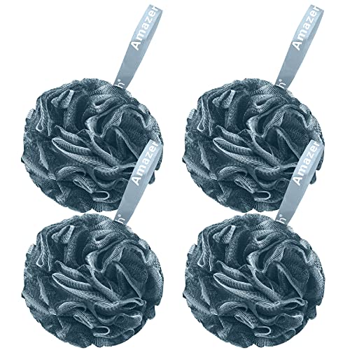 AmazerBath Bath Shower Loofah Sponge 75gPCS Bath Sponges for Men Exfoliating Set of 4 Indigo Large - Image 1
