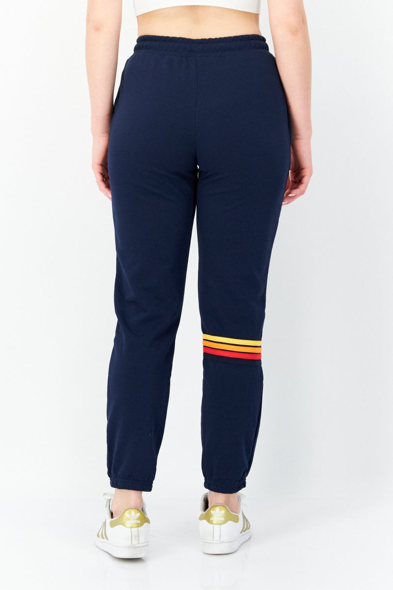 Ocean Pacific Women Drawstring Embroidered Logo Sweatpants, Navy Blue - Image 3