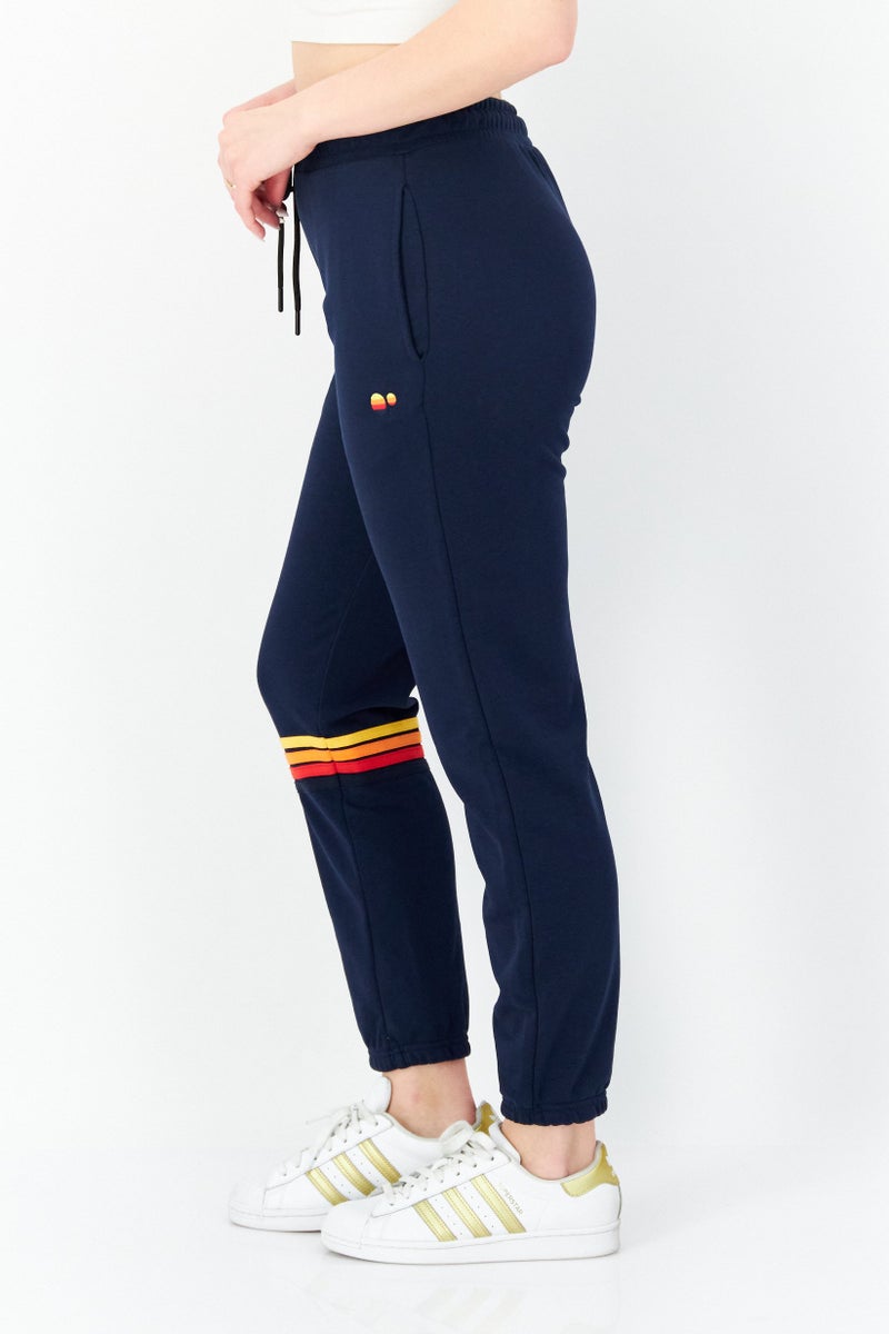 Ocean Pacific Women Drawstring Embroidered Logo Sweatpants, Navy Blue - Image 2