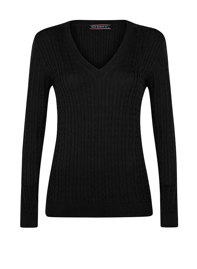 فيليكس هاردي V-Neck Cable Knit Pullover