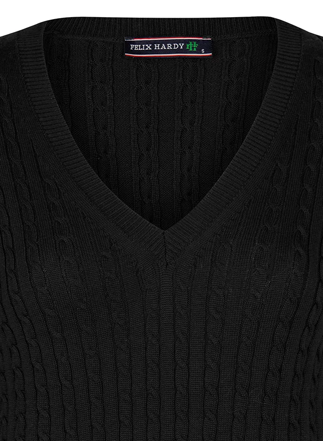 فيليكس هاردي V-Neck Cable Knit Pullover