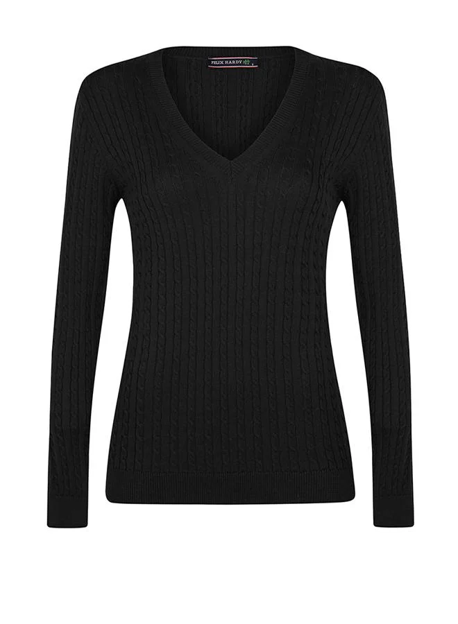 V-Neck Cable Knit Pullover