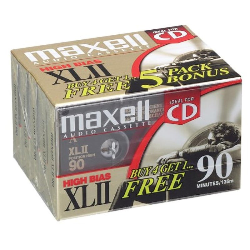 Maxell شريط كاسيت صوتي عالي التحيز Xlii 90 - عبوة 5 قطع - Image 1