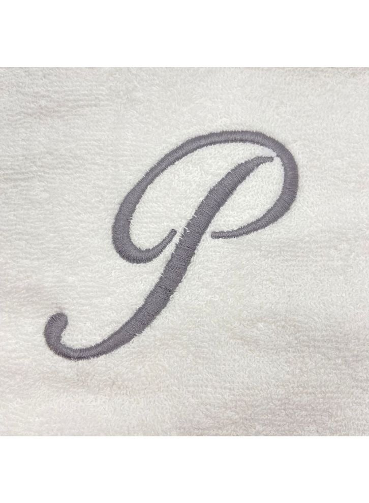 BYFT Embroidered For You (White) Luxury Monogrammed Towels (Set of 1 Hand & 1 Bath Towel 50x80,70x140 Cm) 100% Cotton, Quick dry Bath Linen -600 Gsm (Silver Letter P) - Image 3