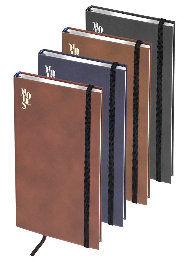 DAHSHA 4 Pack Small size PU Leather Finish Hard Bound Notebook Diary with Elastic Band Closure- 85 Sheets 170 Pages for Office Personal Daily Planner (Assorted Color, 18.5x12.5x1.5 cm) - Image 1