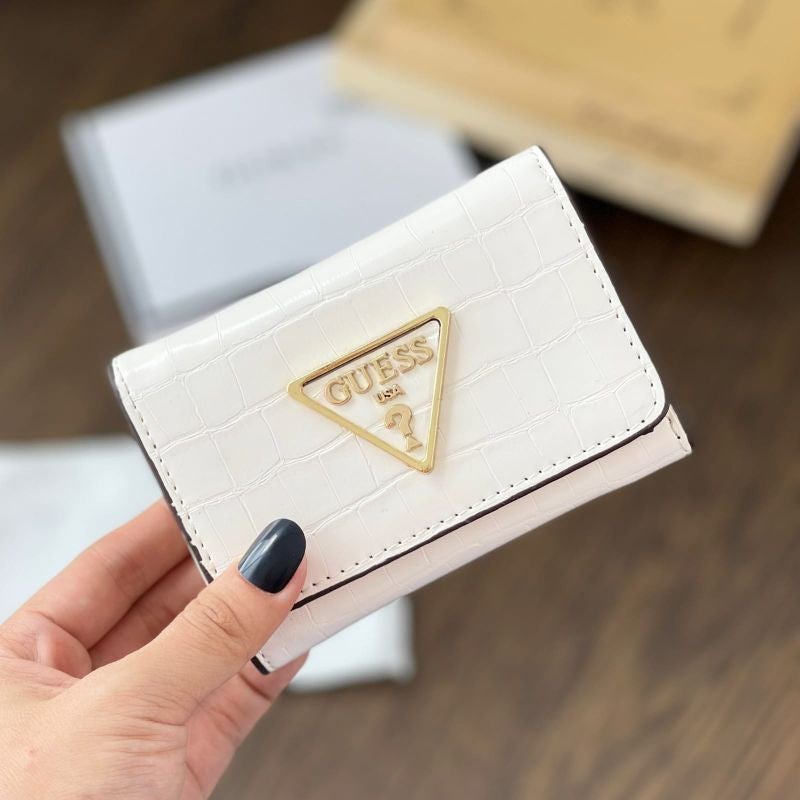 جيست المرأة الغار الصغيرة نمط التمساح سحاب حول محفظة بيضاء - Image 1