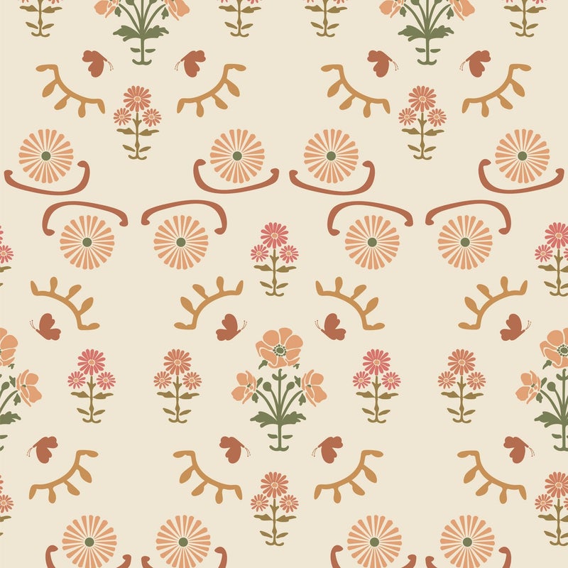 LUKUUI Boho Floral Peel and Stick Wallpaper Retro Daisy Flower Contact Paper for Cabinets Self Adheisve Vintage Wallpaper for Bedroom Gilrs Room Cabinets Drawers 17.3" Ã— 78.7" - Image 1
