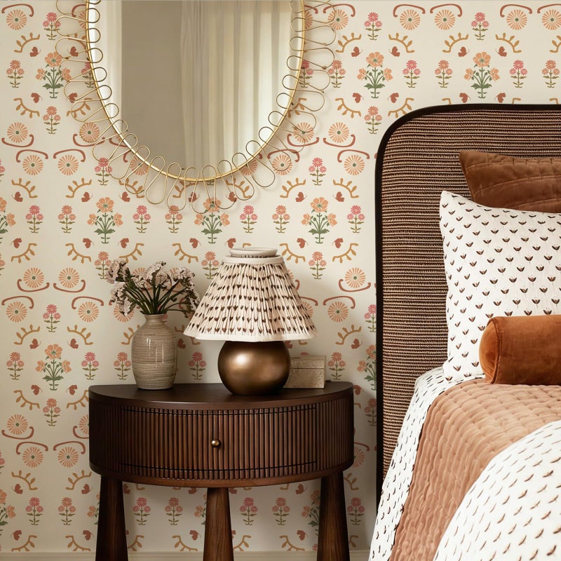 LUKUUI Boho Floral Peel and Stick Wallpaper Retro Daisy Flower Contact Paper for Cabinets Self Adheisve Vintage Wallpaper for Bedroom Gilrs Room Cabinets Drawers 17.3" Ã— 78.7" - Image 3