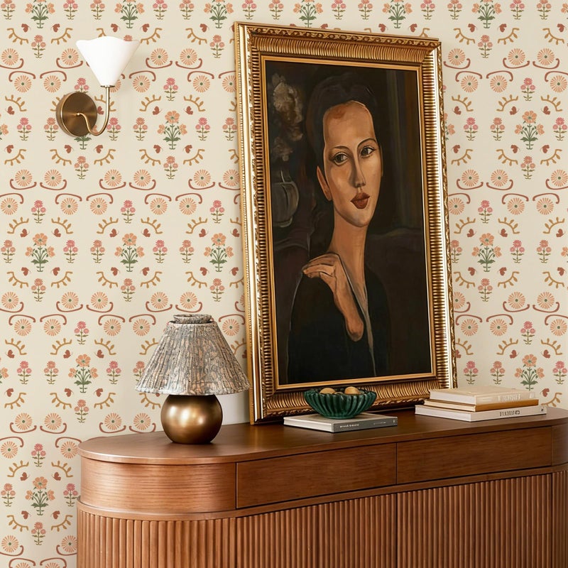LUKUUI Boho Floral Peel and Stick Wallpaper Retro Daisy Flower Contact Paper for Cabinets Self Adheisve Vintage Wallpaper for Bedroom Gilrs Room Cabinets Drawers 17.3" Ã— 78.7" - Image 5