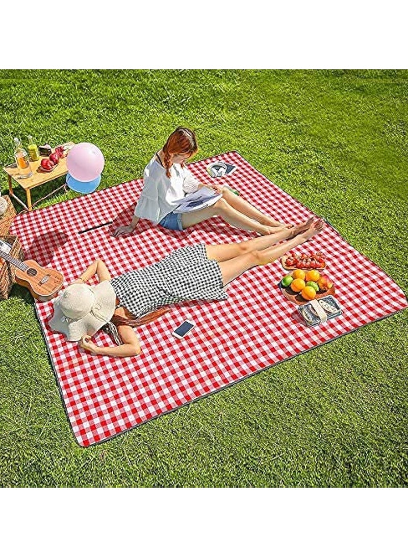 SRLIWHITE Extra Large Family Picnic,2m*2m Outdoor Beach Blanket, Portable Foldable Picnic Blankets Waterproof Sandproof with Tote, Picnic Mat (Red) - Image 1