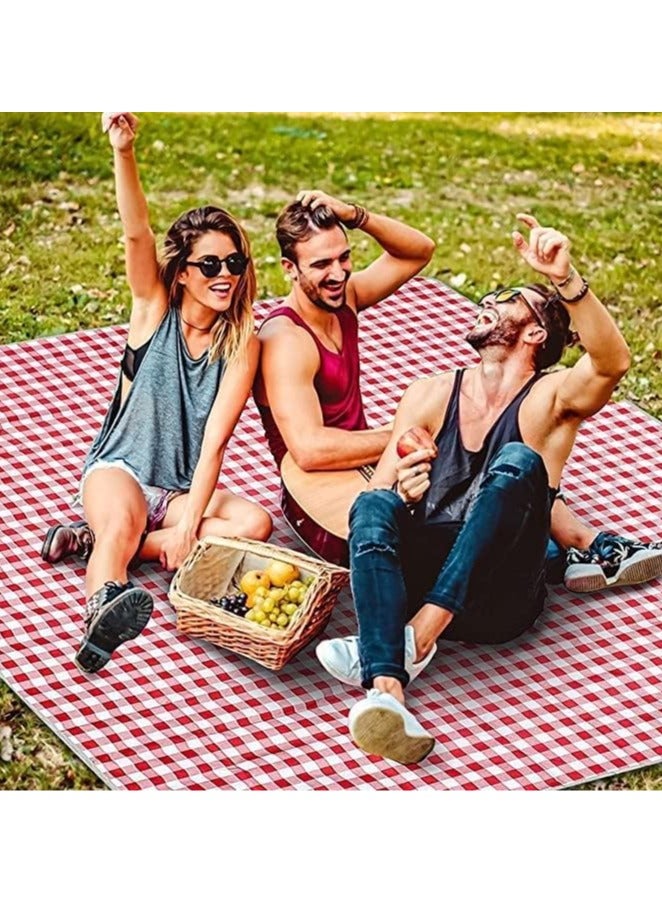SRLIWHITE Extra Large Family Picnic,2m*2m Outdoor Beach Blanket, Portable Foldable Picnic Blankets Waterproof Sandproof with Tote, Picnic Mat (Red) - Image 4